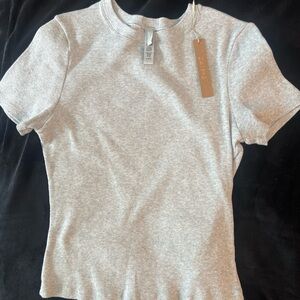 SKIMS Light Gray Cotton Ribbed Top NWT